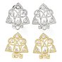 Hollow Trinity Knot Brass Micro Pave Cubic Zirconia Stud Earrings Finding, with Horizontal Loops, Cadmium Free & Lead Free