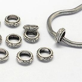 Tibetan Style Alloy Beads, Large Hole Beads, Ring, 11x4mm, Hole: 7mm