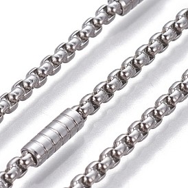 304 Stainless Steel Box Chains, with Column Beads, Unwelded