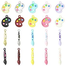 20 шт 20 стили подвески из сплава эмали, кисть и палитра