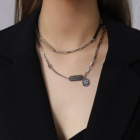 French Style Multi-Layered Necklace for Women with Detachable Lock, Titanium Steel Material and 18K Gold Plating - P778
