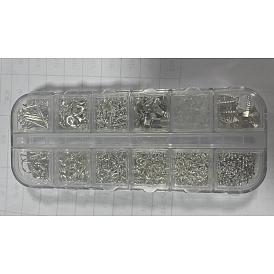 Kits de hallazgos para hacer joyas de bricolaje, incluyendo cierres de pinza de langosta de aleación, Anillas abiertas de hierro, alfileres y extremos engarzados de cinta., tuercas de plástico, Latón chafas