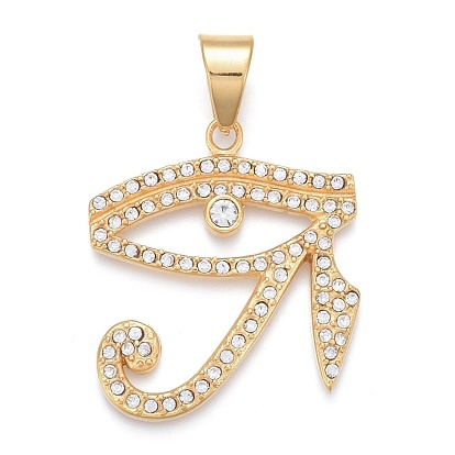 304 Stainless Steel Pendants,  with Crystal Rhinestone, Eye of RaEye of Ra/Re