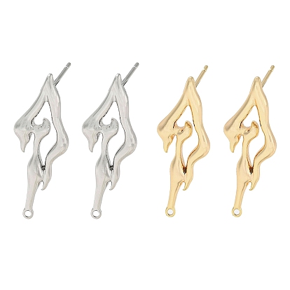 Brass Stud Earrings Findings, with Loops