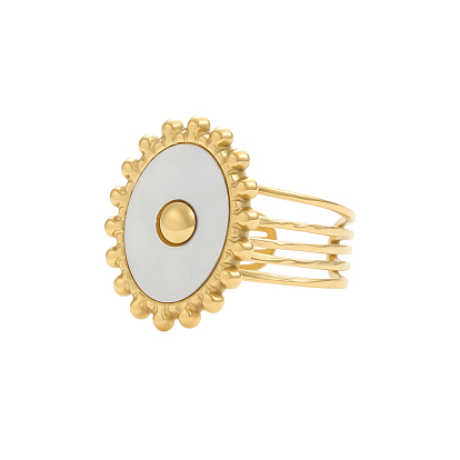 Женские 304 из нержавеющей стали кольца перста, с овальной раковиной