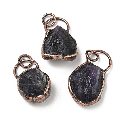 Подвески из натурального аметиста , подвески-самородки с латунной фурнитурой