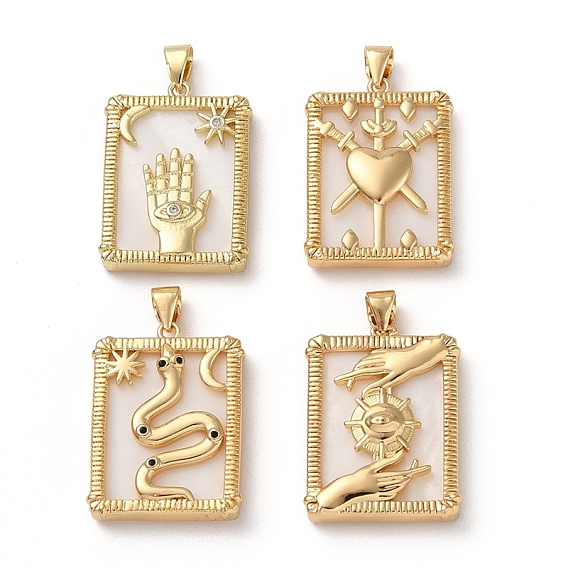 Подвески из латунных ракушек, прямоугольник амулеты, золотые
