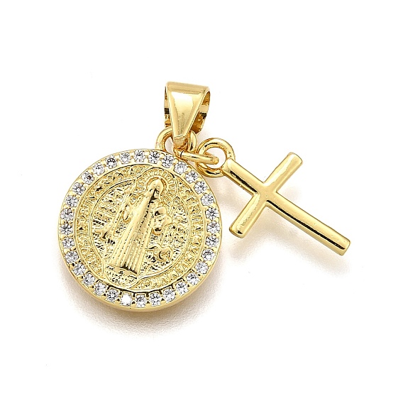 Стойка металлическая латунная микропрофилированная кубическая циркония подвески, святой бенедикт с крестом, без кадмия и без свинца, долговечный