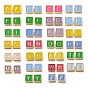 304 aus Stahl-Email-Perlen, echt 14 k vergoldet, Quadrat mit Buchstaben