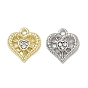 Alloy with Crystal Rhinestone Charms, Heart Charms