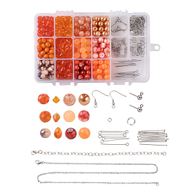 Fabrication de bijoux diy, perles de verre, 304/316 crochets et anneaux en acier inoxydable, fabrication de bracelet de chaîne de câble de fer