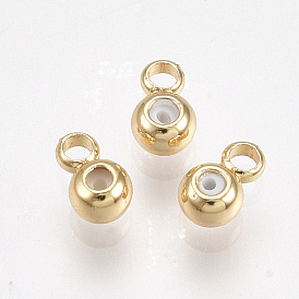 Brass Tube Bails, Loop Bails, with Silicone, Round, Nickel Free, Real 18K Gold Plated