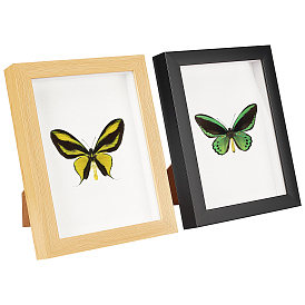 ARRICRAFT 2 Sets 2 Colors Natural Wood Photo Frames, Glass Display Pictures, with Plastic Non-Trace Wall Hooks, for Tabletop Display Photo Frame, Rectangle