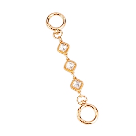 Rhombus Alloy Rhinestone Bag Extender Chains, with Ring Clasps, for Bag Straps Replacement Accessories, Golden