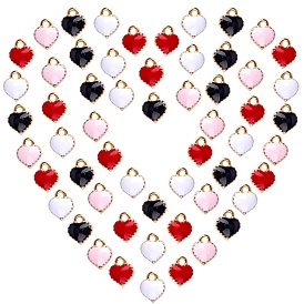 Alloy Enamel Charms, Heart, Light Gold
