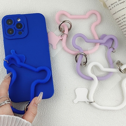 Silicone Cattle Head Loop Phone Lanyard, Wrist Lanyard Strap with Plastic & Alloy Keychain Holder