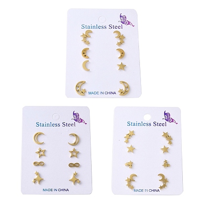 304 серьги из нержавеющей стали, звезда и луна