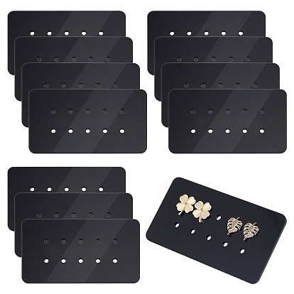 12Pcs 10-Hole Acrylic Earring Display Cards, Rectangle Jewelry Organizer Holder for Earring Storage