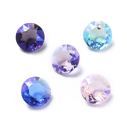 Glass Rhinestone Charms, Faceted, Flat Round