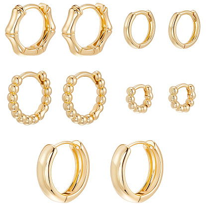 5 пары 5 стильные круглые серьги-кольца из латуни с покрытием для женщин, без кадмия и без свинца, долговечный