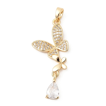 Латунные микро проложить кубического циркония подвески, бабочка