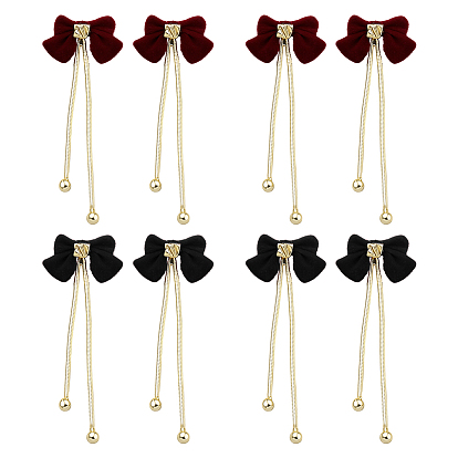 4 пары 2 цветные серьги-гвоздики из сплава, бантом, с бантиком