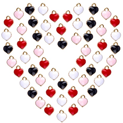 Alloy Enamel Charms, Heart, Light Gold