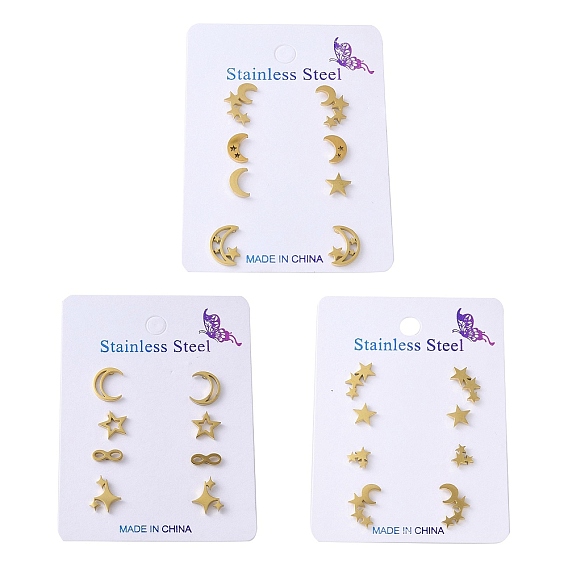 304 серьги из нержавеющей стали, звезда и луна