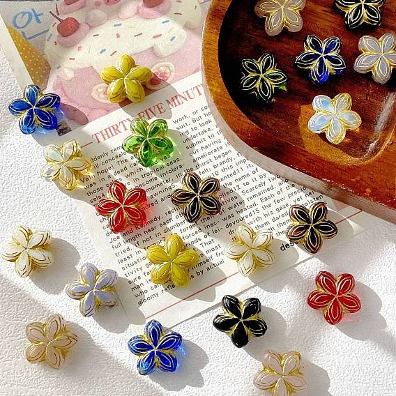 Бусины лэмпворк , золотой металл обвитыми, цветок