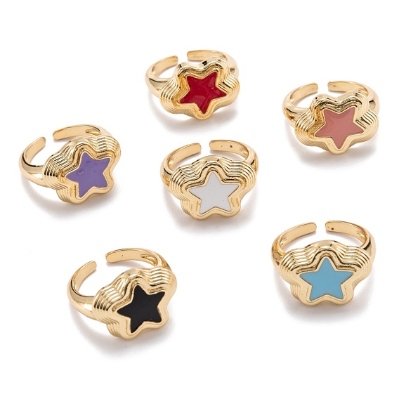 Manschettenringe aus Messingemail, offene Ringe, langlebig überzogen, Stern, , golden