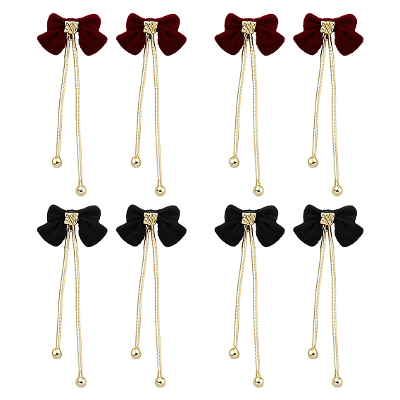 4 пары 2 цветные серьги-гвоздики из сплава, бантом, с бантиком