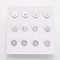 304 Stainless Steel Rhinestone Stud Earrings, with Ear Nuts/Earring Back, Flat Round with Roman numerals