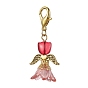 Lily Angel Glass Pendant Decorations, with Alloy Lobster Claw Clasps