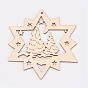 Undyed Wooden Pendants, Star, for Christmas Theme