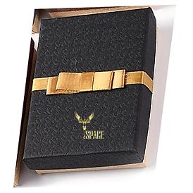 Cajas de sistema de la joyería de cartón, cubierto con lazo de cinta y papel, para collares, Anillos, Aretes, rectángulo con logo dorado