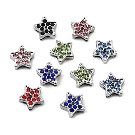 Alloy with Rhinestone Slide Charms, Star, Platinum