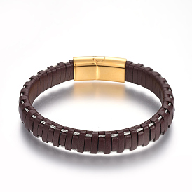  Bracelets de cordon en cuir, avec 304 fermoirs magnétiques en acier inoxydable