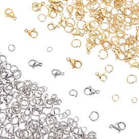 304 Stainless Steel Jump Rings, Open Jump Rings, Lobster Claw Clasps, Metal Connectors for DIY Jewelry Crafting and Keychain Accessories