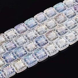 Гальванизируйте прозрачное стекло бисер нитей, квадратные с цветком, с половиным покрытием