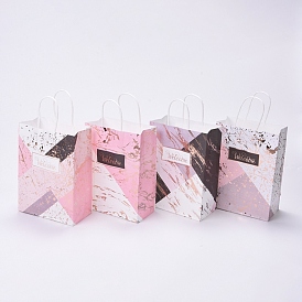 Paper Gift Bags with Handles, for Birthday, Christmas, Wedding and Party Celebrations, Rectangle