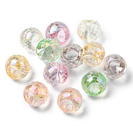 AB Color Plating Iridescent Acrylic Beads, Faceted, Round