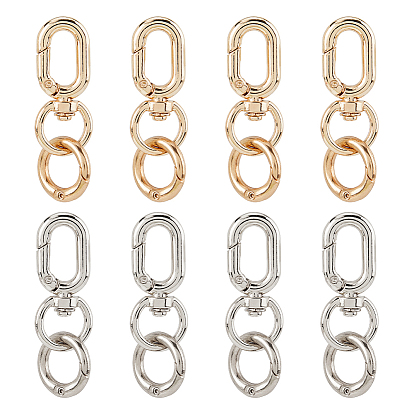 8шт 2 цвета железные поворотные застежки, 8шт 2 цвета сплава пружинные затворные кольца