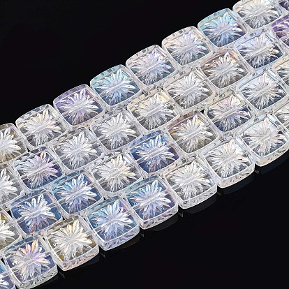 Гальванизируйте прозрачное стекло бисер нитей, квадратные с цветком, с половиным покрытием