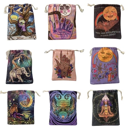 Canvas Cloth Packing Pouches, Drawstring Bags, Rectangle