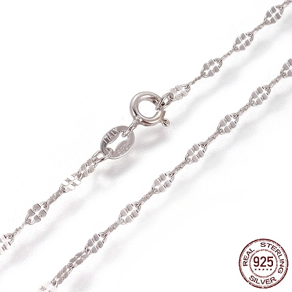 925 Sterling Silver Link Chain Necklaces, with Spring Ring Clasps