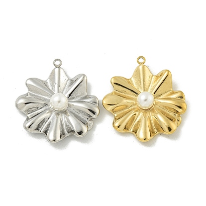 304 подвески из нержавеющей стали, с пластмассовой жемчужиной abs, очарование листьев лотоса