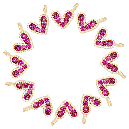 12подвески из латуни с микропаве из кубического циркония, долговечный, без свинца, без никеля и без кадмия, сердце