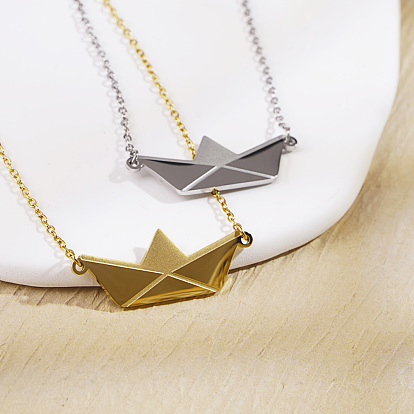 Персонализированные подвески в форме бумажных корабликов из нержавеющей стали для женщин, повседневный подарок