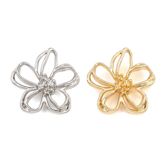 Alloy Pendants, Flower Charms, Rack Plating, Cadmium Free & Lead Free