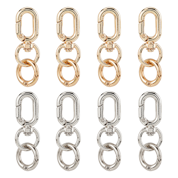 8шт 2 цвета железные поворотные застежки, 8шт 2 цвета сплава пружинные затворные кольца